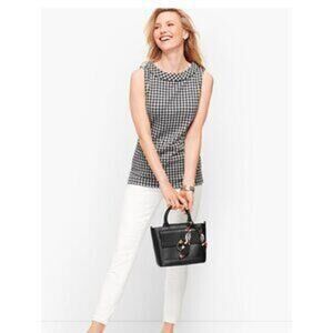 NWT Talbots Women's Black + White Gingham Halter Sleeveless Tank Top Size Medium
